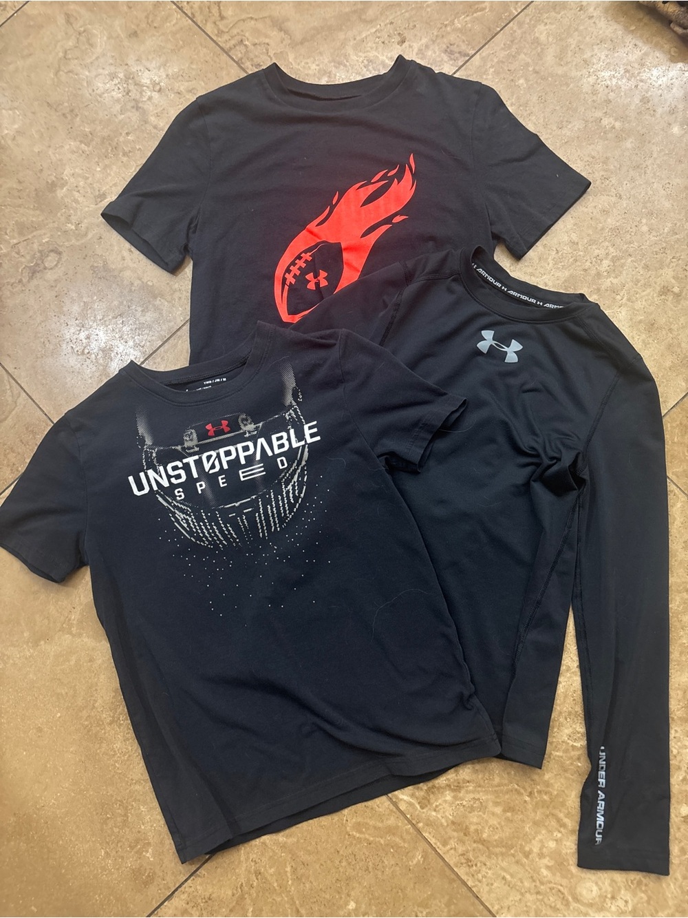 Under Armour Youth Black Graphic Performance Shirts - 3-Pack